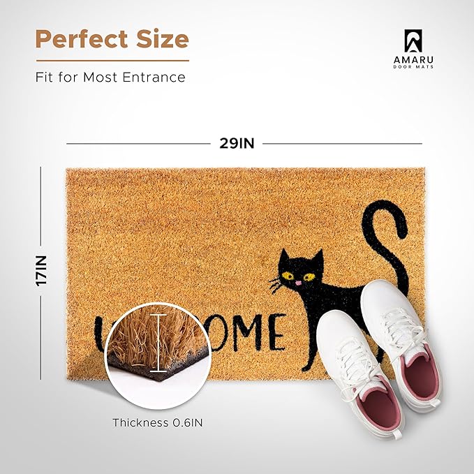 Black Cat - 17"x29" - Coir Door Mat - Welcome Mats - Image 3