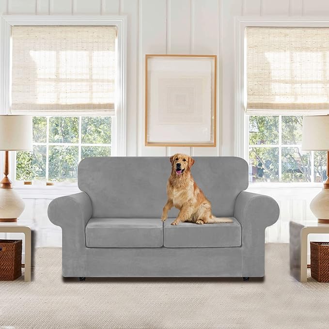 WEERRW Velvet Couch Covers for 2 Cushion Couch Sofa - Image 2