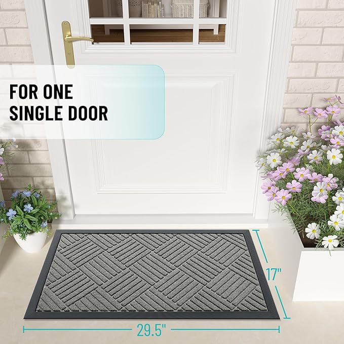 OLANLY Front Door Mat Outside Entrance 29.5x17, Heavy Duty Sturdy Natural - Image 2
