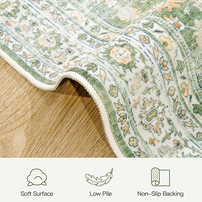Lofus 5x7 Area Rug for Living Room, Light Green Washable Area Rugs - Image 7