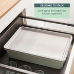T-fal Refresh Ceramic Nonstick Baking Pans Set (5 Pieces), Roaster, 6-Cup for Muffins, Loaf, Square Baking Sheets Non Stick, Stackable Bakeware Sets, Mint Green