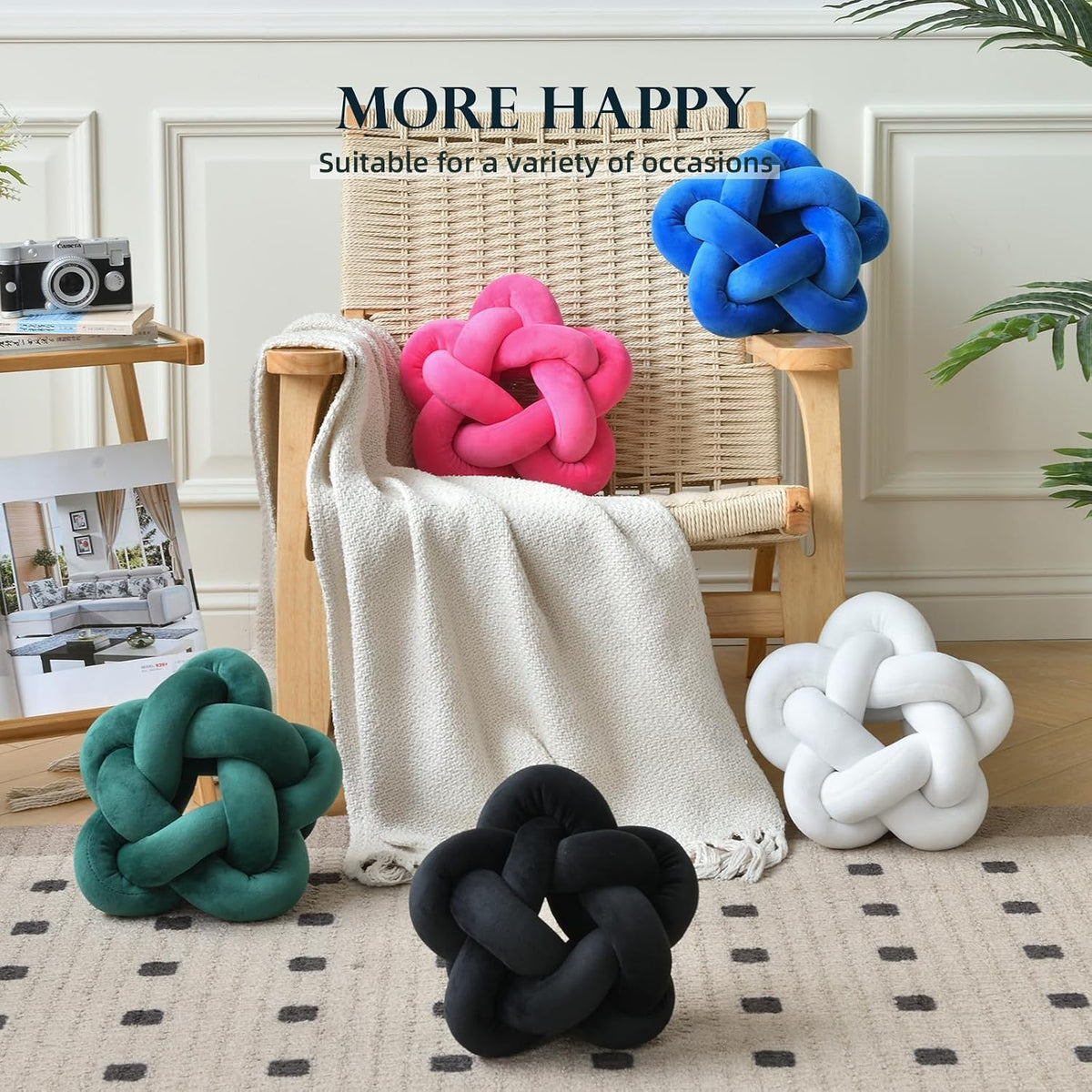 Star Knot Pillow Emerald Green Soft Plush Throw Pillow for Couch Bed
