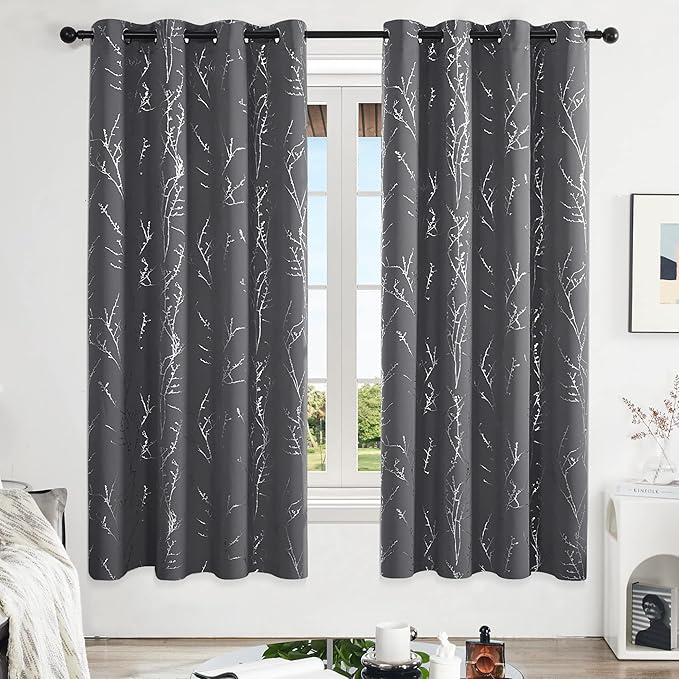 Deconovo Grey Blackout Curtains, Thermal Insulated Soundproof Drapes, 52 x 72 - Image 2