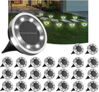 INCX 24Pack Solar Ground Lights Outdoor, 8 LED, IP65 Waterproof, Cold White