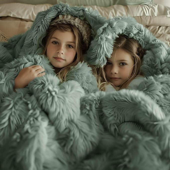 Bedsure GentleSoft Fluffy Sage Green Throw Blanket, Sage Green Decor - Image 2