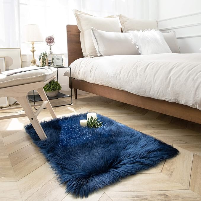 Ashler Faux Fur Rectangular Rug, Fluffy Shaggy 2 x 2.9 ft, Ultra Soft, Machine - Image 3