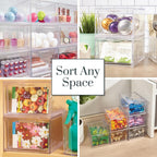 STORi Audrey Stackable Clear Bin Plastic Organizer Drawers | 2 Piece Set | Organize Cosmetics and Beauty Supplies on a Vanity | Made in USA