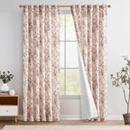 jinchan Lined Linen Blend Curtain Floral Curtains by JINCHAN