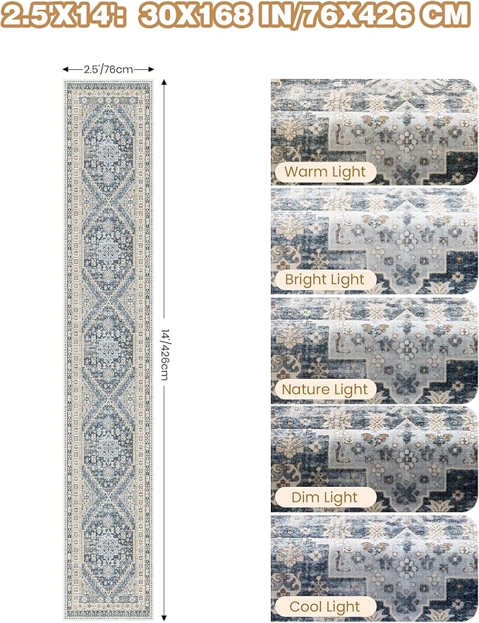 Washable Runner Rug 2.5x14, Non-Slip Long Kitchen Mats - Image 2