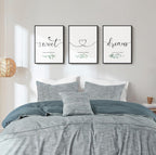 Framed Sweet Dreams Modern Minimalist Wall Art Bedroom, 3 Piece 12x16 Inch