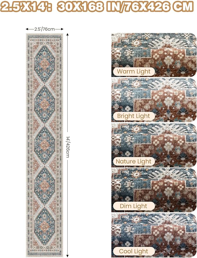 Washable Runner Rug 2.5x14, Non-Slip Long Kitchen Mats - Image 2