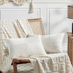 Fancy Homi 2 Packs Cream White Lumbar Decorative Throw Pillow Covers 16x32 Inch by Fancy+Homi