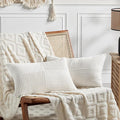 Fancy Homi 2 Packs Cream White Long Lumbar Decorative Throw Pillow Covers 12x24 by Fancy+Homi
