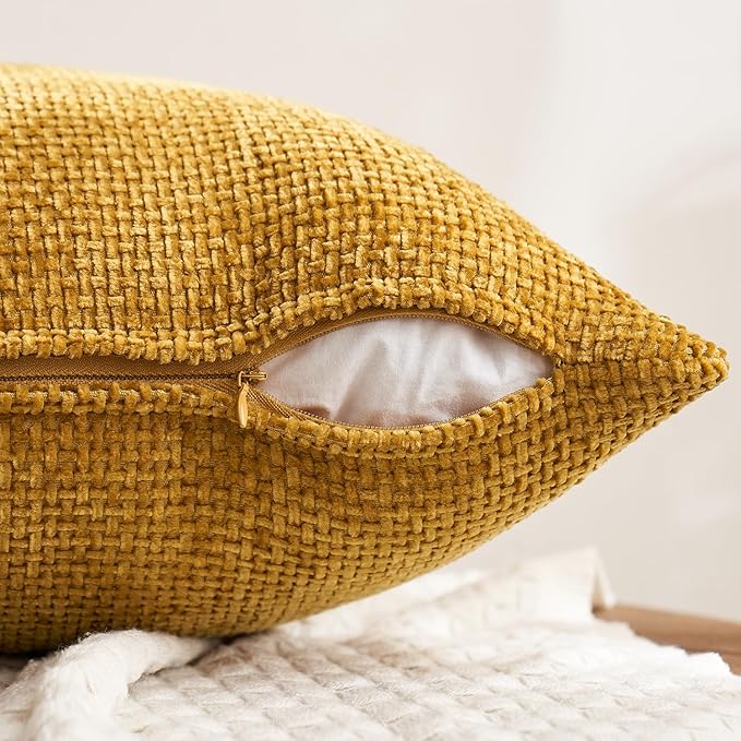MIULEE Pack of 4 Couch Throw Pillow Covers 16x16 Inch Neutral Gold/Brown Soft - Image 7