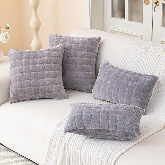 Velvet Throw Pillow Covers 22×22 Inch Decorative Pillows Cover Neutral Soft - Image 2
