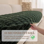 MYSKY HOME Couch Cover for Dogs, Plush Soft Sofa Cover Washable, Couch Covers for 3 Cushion Sofa Pet Friendly, Waterproof Non-Slip Durable Sofa Slipcover Furniture Protector, Moss Green, 35"x83"