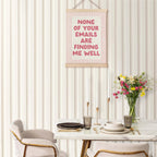 SAFDSGFDB Funny Pink Striped Office Wall Art Poster, None of Your Emails Are Finding Me Well Wall Decor for Workplace Home Office, Work Humor Gifts for Coworker Friend, 12x16 in
