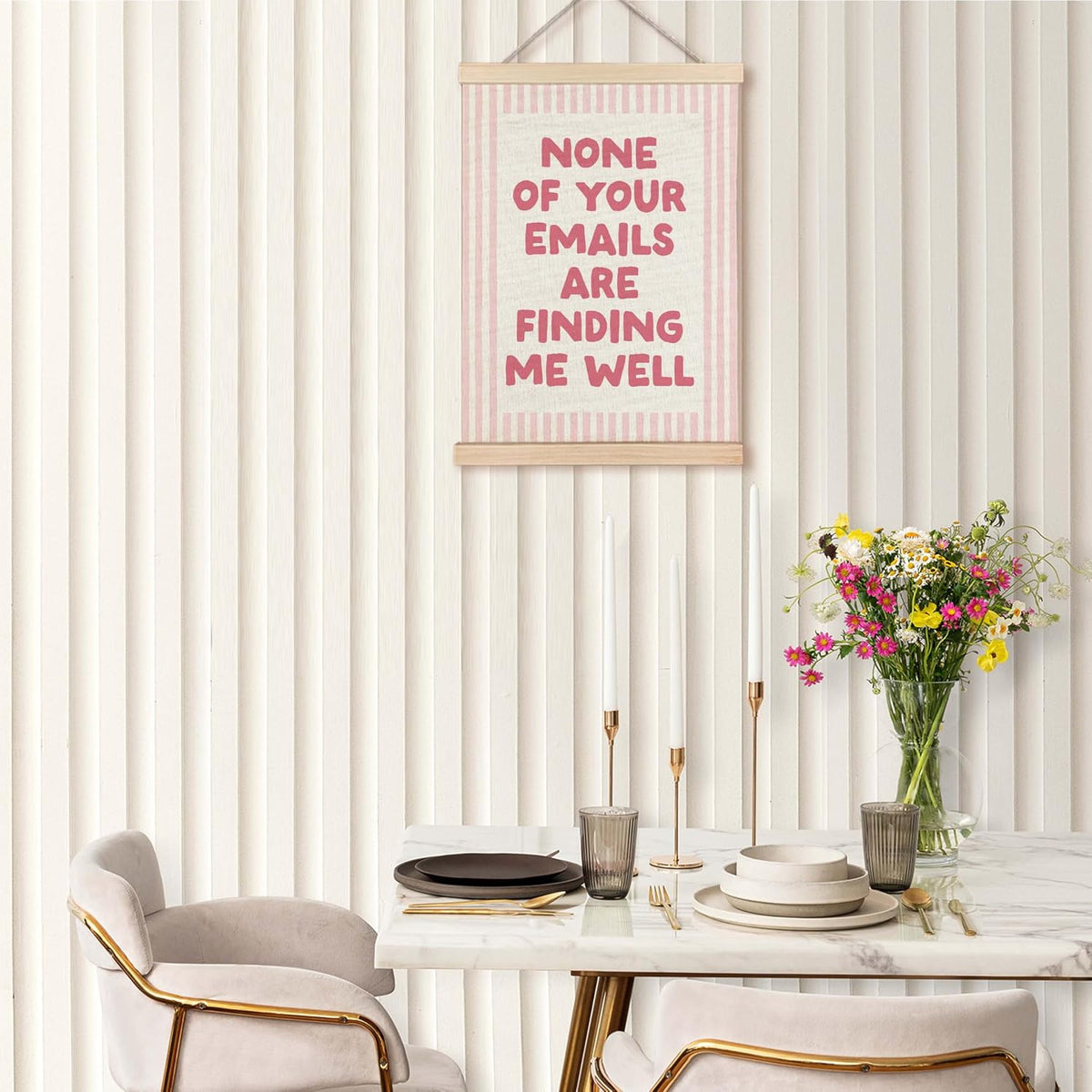SAFDSGFDB Funny Pink Striped Office Wall Art Poster, None of Your Emails Are Finding Me Well Wall Decor for Workplace Home Office, Work Humor Gifts for Coworker Friend, 12x16 in