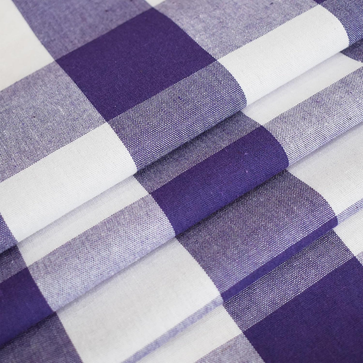 Purple & White 2 Side Buffalo Check Farmhouse Table Runner for Family Dinners or Gatherings Indoor or Outdoor Parties Everyday Use 12" x 72"