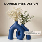 CEMABT Modern Nordic Boho Vase Set - Elegant Blue Matte Ceramic Home Decor for Living Room, Bookshelf, Mantel, Entryway Table & Console Décor | Shelf Decorations Easter Gift