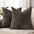 decorUhome Dark Brown Chenille Euro Sham Throw Pillow Covers 22x22 Set of 2 by decorUhome