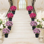 Artificial Impatiens Flowers in Pot for Outdoor 14 Inch Fake Plants