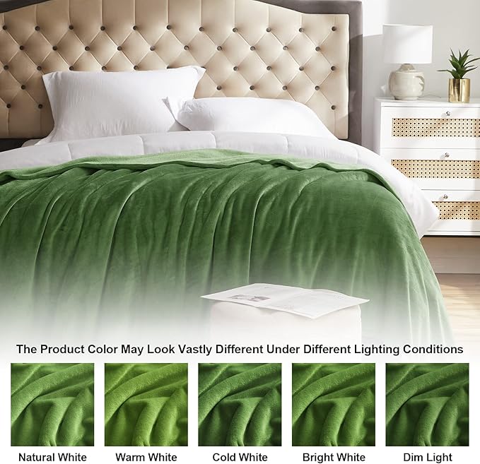 KMUSET Fleece Blanket Throw Size Emerald Lightweight Super Soft Cozy Luxury Bed - Image 7