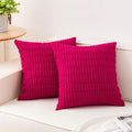 Pack of 2 Corduroy Decorative Throw Pillow Covers 18x18 Inch Soft Striped by Unknown