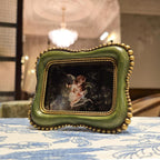 2.5x3.5 Small Vintage Picture Frame, Tiny Antique Green Ornate Photo Frame, for Tabletop and Wall Display, Decorative Retro Home Decor, Old Fashioned Photo Gallery Art