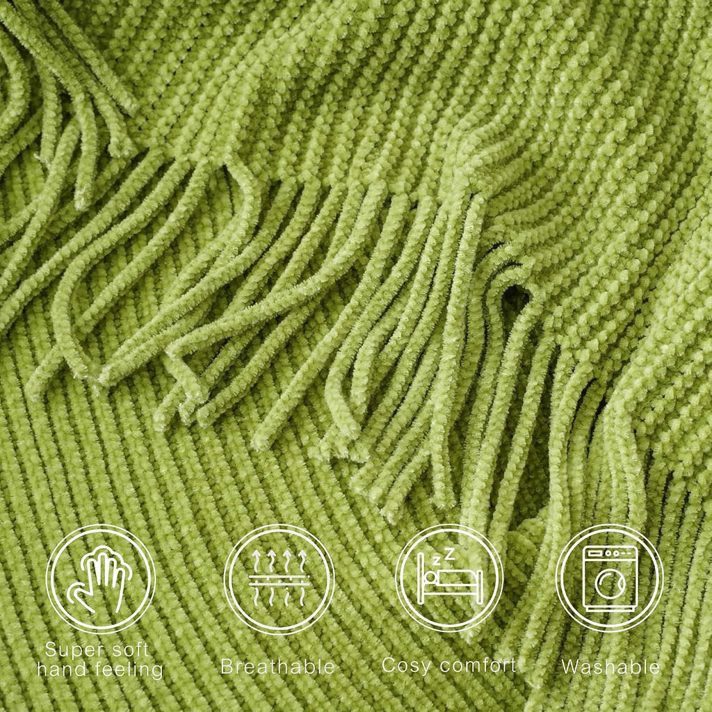 Battilo Lime Green Throw Blanket for Couch, 50"x60"