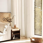 Apricot Linen Curtain 90 inch Length 2 Panels Set Back Tab Light Filtering - Image 6