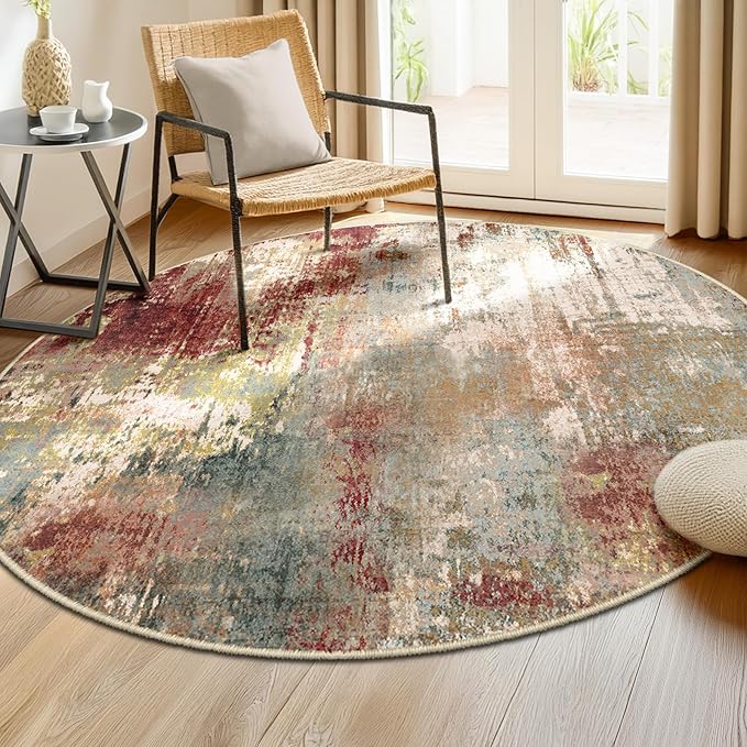 Washable Area Rugs 6ft Non-Slip Modern Abstract Soft - Image 4
