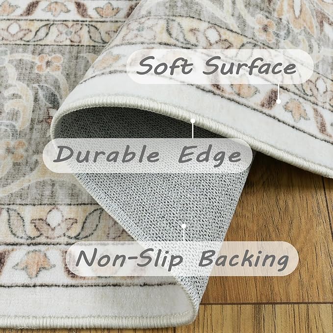 7x9 Area Rugs for Living Room, Thin Washable Rug, Non-Slip Foldable Area Rug - Image 4