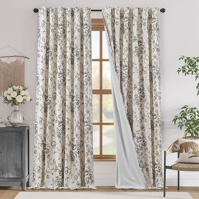 jinchan Blackout Floral Curtains by JINCHAN