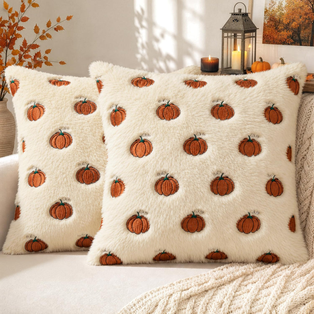MIULEE Fall Pillow Covers Pumpkin Fall Decor 18x18 Beige