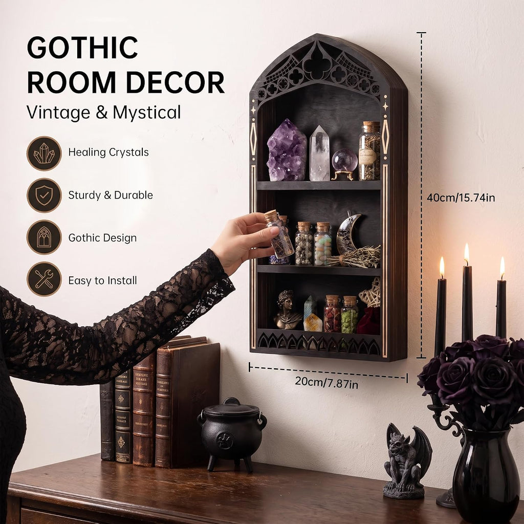 Crystal Shelf Display, Goth Room Decor, Trinket Shelf, Display Shelves