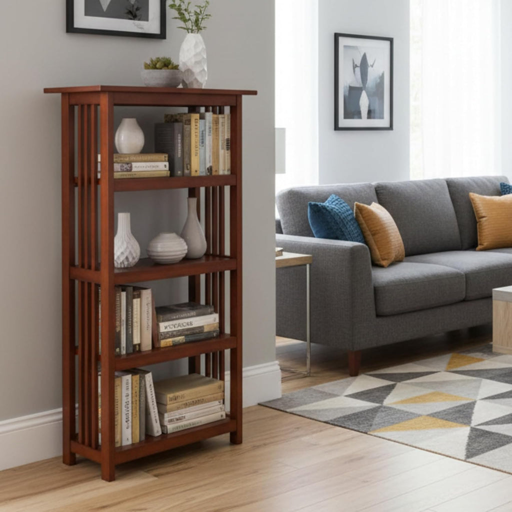 Alaterre Mission Bookcase with Adjustable Shelf, Cherry, 24”W x 48”H