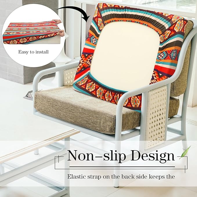 Newwiee 8Pcs Patio Cushion Covers Stretch Outdoor Cushion Cover Replacement - Image 5