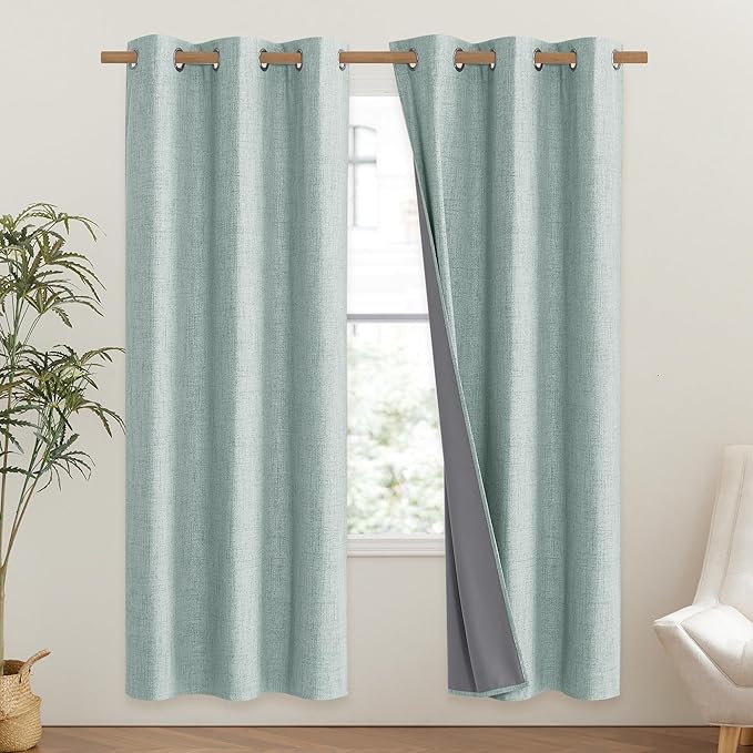 NICETOWN 100% Absolutely Blackout Linen Curtains - Image 2