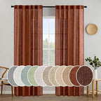 MIULEE Burnt Orange Linen Curtains 84 Inch Length by MIULEE