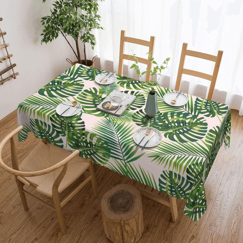 Palm Tropical Leaves Table Cloths Decorative for Dining Room, Palm Leaves Washable Tablecloth for Home, Restaurant, Outdoor Party Table Cover 54x72 Inch