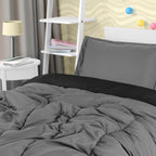 Utopia Bedding 3 Pc Kids Twin Comforter Set, Black/Grey