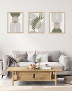 HesenDot 12x16in Boho Sage Green Botanical Natural OAK Wood Framed Wall Art