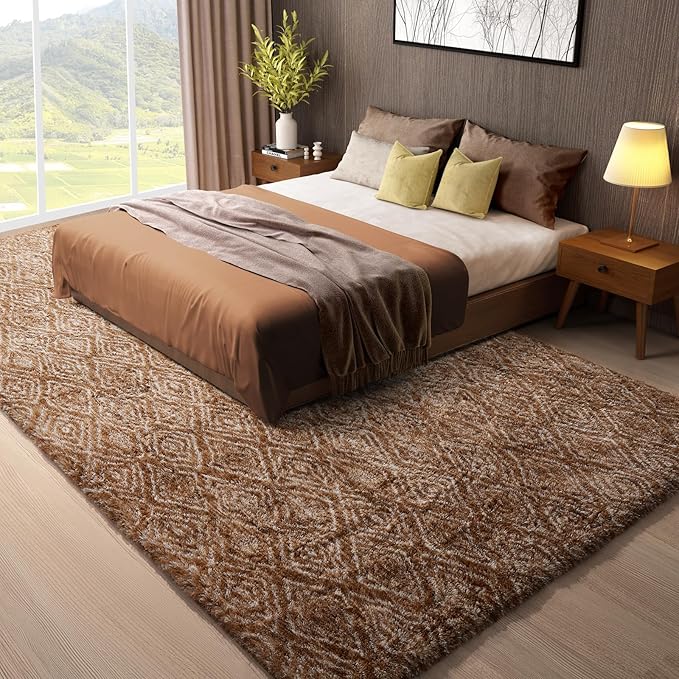Ophanie Brown and White Diamond Striped Rugs - Image 5