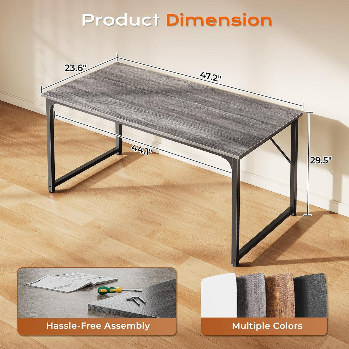 PRAISUN 47 X 24 Inch Computer Desk with Deeper Desktop