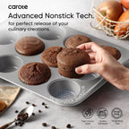 CAROTE 7-Piece Baking Pans Set, Nonstick Bakeware Sets, Gray & Blue