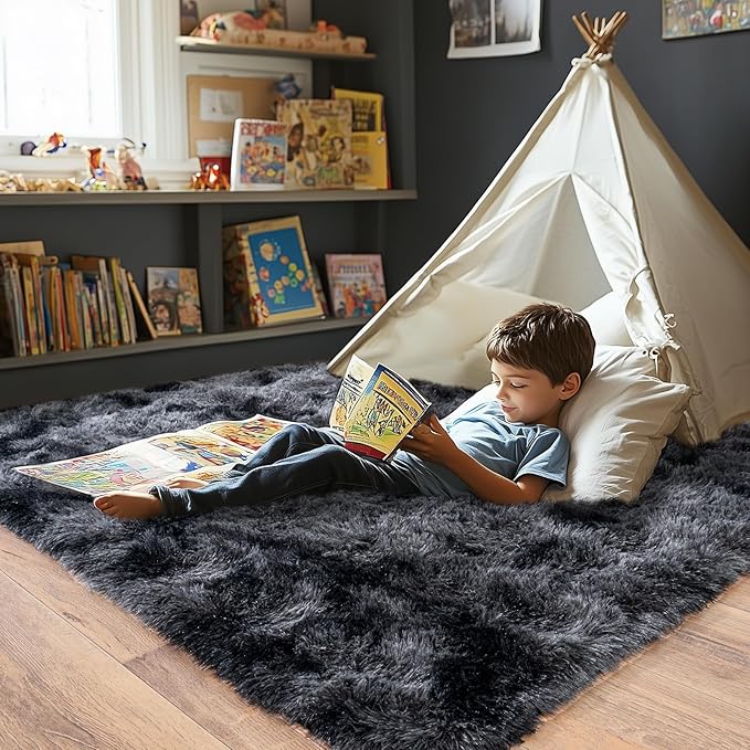 Pionblank Fluffy Area Rug for Bedroom 4x6 Feet, Indoor Plush Carpet, Shag Soft - Image 2