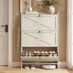 VASAGLE Narrow Shoe Storage Cabinet Organizer with 2 Flip Drawers