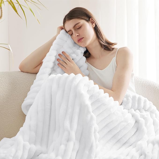 Bedsure GentleSoft Bright White Throw Blanket - Image 3