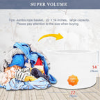 Large Cotton Rope Blanket Basket, 87L Laundry Hamper, White